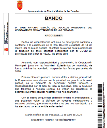 Imagen El ayuntamiento suspende las fiestas patronales de 2020